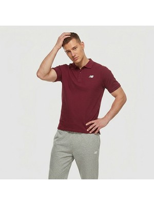 New Balance Erkek Polo Yaka Bordo T-Shirt MNT3415-BG