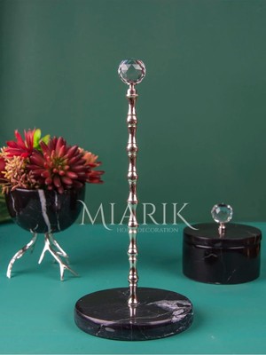 Miarik Design Mermer Kaktüs Peçetelik Havluluk Kağıt Havluluk (Gümüş)