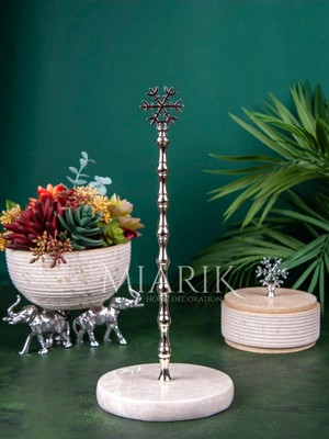 Miarik Design Bej Mermer Kar Tanesi Peçetelik (Silver)