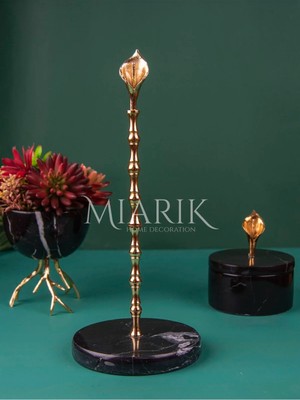 Miarik Design Siyahmermer Orkide Aksesuarli Peçetelik Havluluk (Gold)