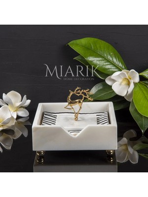 Miarik Design Beyaz Mermer Kare Peçetelik