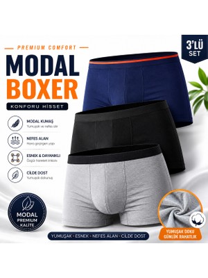 Jhena 3 Adet Pamuklu Erkek Modal Boxer, Erkek Iç Giyim, Erkek Boxer