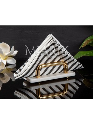Miarik Design Beyaz Mermer Gold Tutaçlı Peçetelik