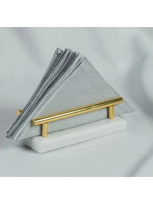 Miarik Design Beyaz Mermer Gold Peçetelik