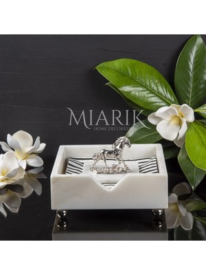 Miarik Design Beyaz Mermer Kare Peçetelik