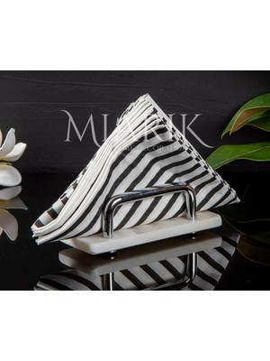Miarik Design Beyaz Mermer Gümüş Tutaçlı Peçetelik