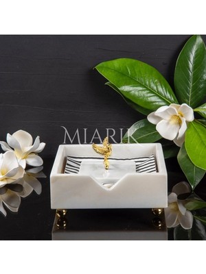 Miarik Design Beyaz Mermer Kare Peçetelik