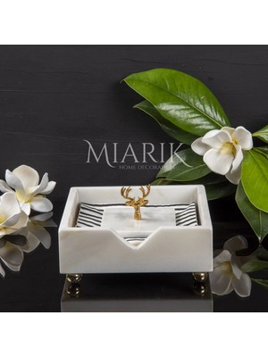 Miarik Design Beyaz Mermer Kare Peçetelik