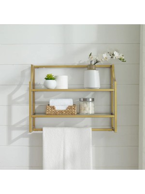 Merzana Dekoratif Metal Duvar Rafı – Banyo Rafı- Banyo Organizeri - Havlu Askısı