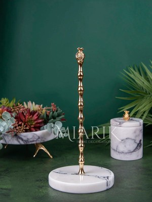 Miarik Design Leylak Mermer Nar Detaylı Peçetelik Havluluk (Gold)