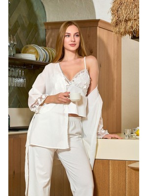 Cossy By Aqua Kadın Sabahlıklı 3lü Pijama Takım A25546-K