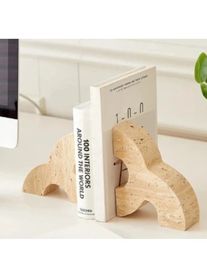 Miarik Design Dekoratif Doğal Traverten Mermer Kitap Tutucu