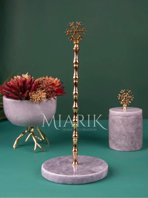 Miarik Design Gri Mermer Kar Tanesi Peçetelik (Gold)