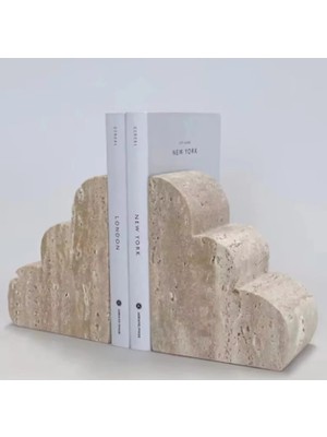 Miarik Design Dekoratif Doğal Traverten Mermer Kitap Tutucu