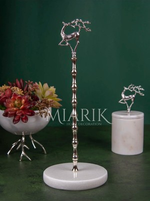 Miarik Design Beyaz Mermer Sincap Kuş Aksesuarli Peçetelik Havluluk (Gümüş)