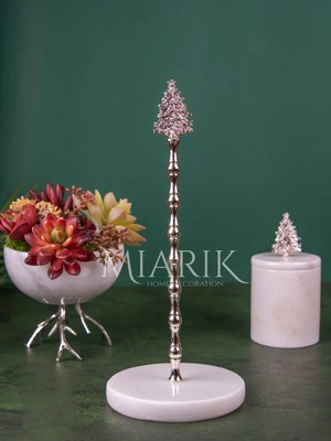 Miarik Design Mermer Çam Ağacı Peçetelik Havluluk Kağıt Havluluk (Gümüş)