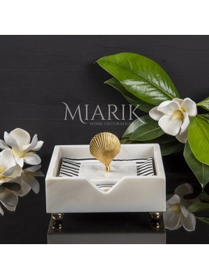 Miarik Design Beyaz Mermer Kare Peçetelik