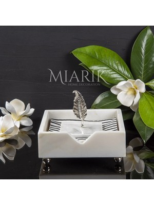 Miarik Design Beyaz Mermer Kare Peçetelik