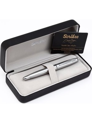 Scrikss Roller Kalem 1 Adet Fırçalanmış Paslanmaz Çelik Gövde Parlak Siyah Renkli