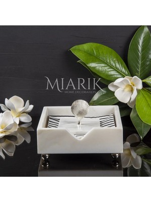 Miarik Design Beyaz Mermer Kare Peçetelik