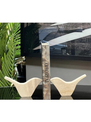 Miarik Design Dekoratif Doğal Traverten Mermer Kitap Tutucu