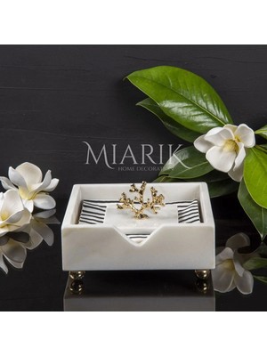 Miarik Design Beyaz Mermer Kare Peçetelik