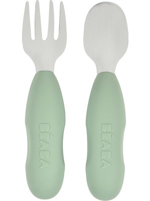 Beaba Paslanmaz Çelik Çatal Kaşık Seti, Sage Green