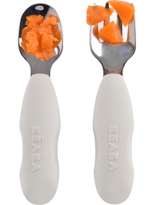 Beaba Paslanmaz Çelik Çatal Kaşık Seti, Velvet Grey