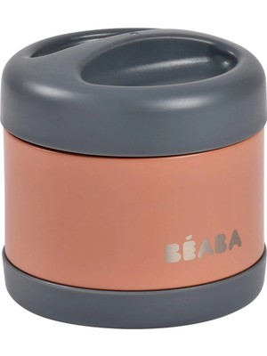 Beaba Paslanmaz Çelik Yiyecek Termosu 500ML, Mineral Grey/terracotta