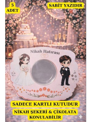 Emtory Gift 5 Adet - Nikah Hatırası Özel Hediye Kutusu - Nikah Şekeri Kutusu - Çikolata Kutusu - Nikah Hediyesi