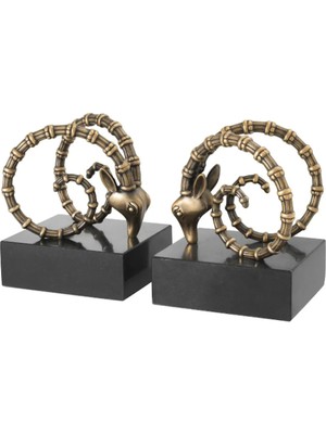 Miarik Design Mermer Kitap Tutucu Oğlak Koç Başı Detayli 19CM