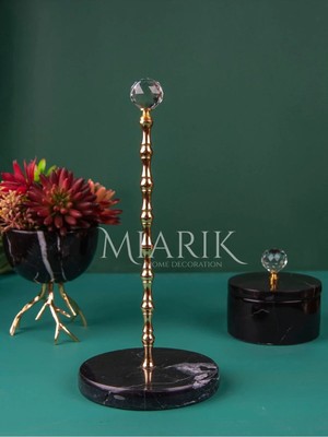 Miarik Design Siyah Mermer Gold Kristal Peçetelik Havluluk