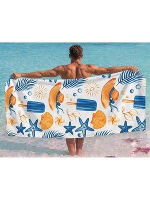 MySoft Home Plaj Havlusu Baskılı  75 x 150 Ölçü Pamuklu Büyük Boy