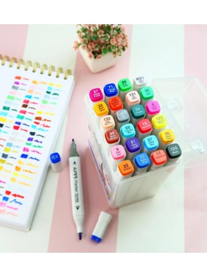 Giftmoda Bam Çift Taraflı 24'lü Marker Kalem Seti – Taşıma Kutulu