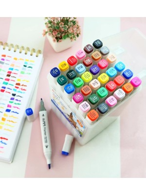Giftmoda Bam Çift Taraflı 36'lı Marker Kalem Seti – Taşıma Kutulu