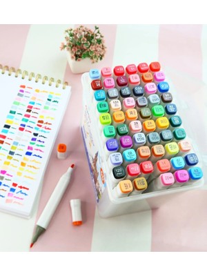 Giftmoda Bam Çift Taraflı 60'lı Marker Kalem Seti – Taşıma Kutulu