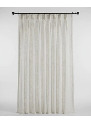 Leo Boutique Curtain Keten Amerikan Pile Tül Perde Ütü Istemez Keten Sık Pile Keten Tül Perde