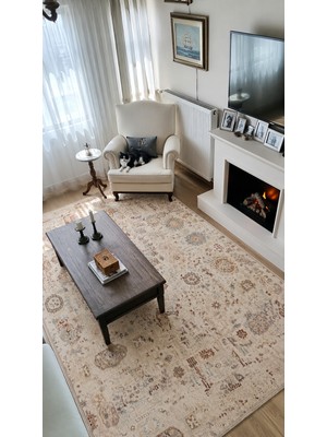 Halımax Crea Halı Panama PN01K Anadolu Motifli Krem Vintage Salon Mutfak Koridor Halısı Etnik Yolluk