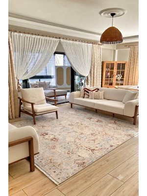 Halımax Crea Halı Panama PN02K Anadolu Motifli Krem Vintage Salon Mutfak Koridor Halısı Etnik Yolluk