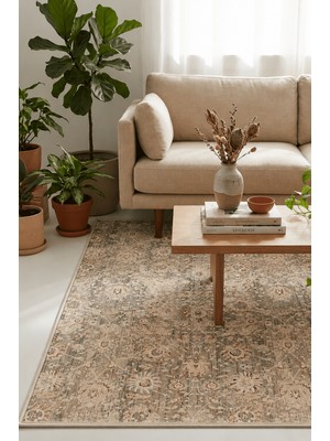 Halımax Crea Halı Panama PN05K Anadolu Motifli Krem Vintage Salon Mutfak Koridor Halısı Etnik Yolluk