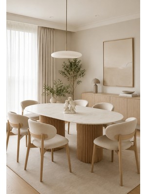 Iskandinav Yemek Masası-Ahşap Ayak - Beyaz Mermer Desen Highgloss(Mdf) 160X80(SADECE Masa)