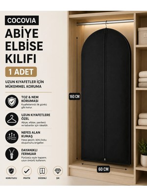 Cocovia Abiye Elbise Kılıfı Fermuarlı Elbise Kılıfı Gamboç 60 x 160 Siyah ( 1 Adet )
