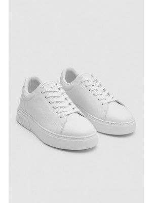 Twn Beyaz Kalın Beyaz Tabanlı Bağcıklı Sneaker Ayakkabi