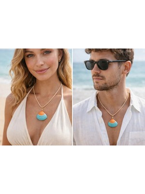 Premini Iki Renkli Deniz Kabuğu Plaj Ipli Kolye – Unisex Yazlık Surf Tarzı