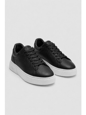 Twn Siyah Kalın Beyaz Tabanlı Bağcıklı Sneaker Ayakkabi
