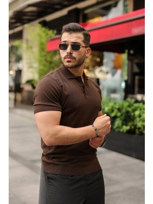 Moda Loris Erkek Düğmeli Yaka Pamuk Triko Tişört