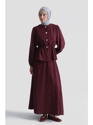 Armine Metal Düğmeli Takım Bordo