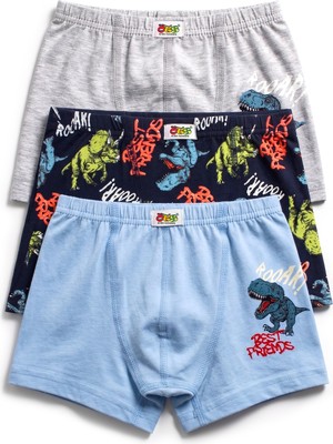 Öts Erkek Çocuk 3’lü Pamuklu Boxer Baskılı Ergonomik Tasarım (7367-3)