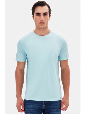 D'S Damat Ds Damat Slim Fit Aqua Bisiklet Yaka %100 Pamuklu Nefes Alabilen T-Shirt