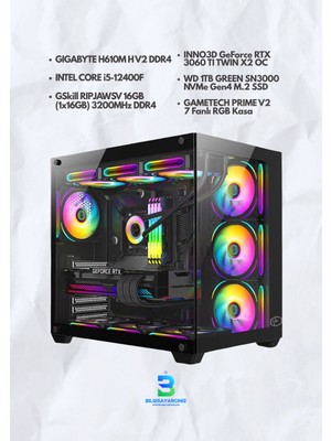 OEM Rtx 3060 Ti 8gb Gaming Pc | I5 12400F | 16GB Ram | 1tb Nvme Gen4 SSD | Rgb Oyuncu Bilgisayarı